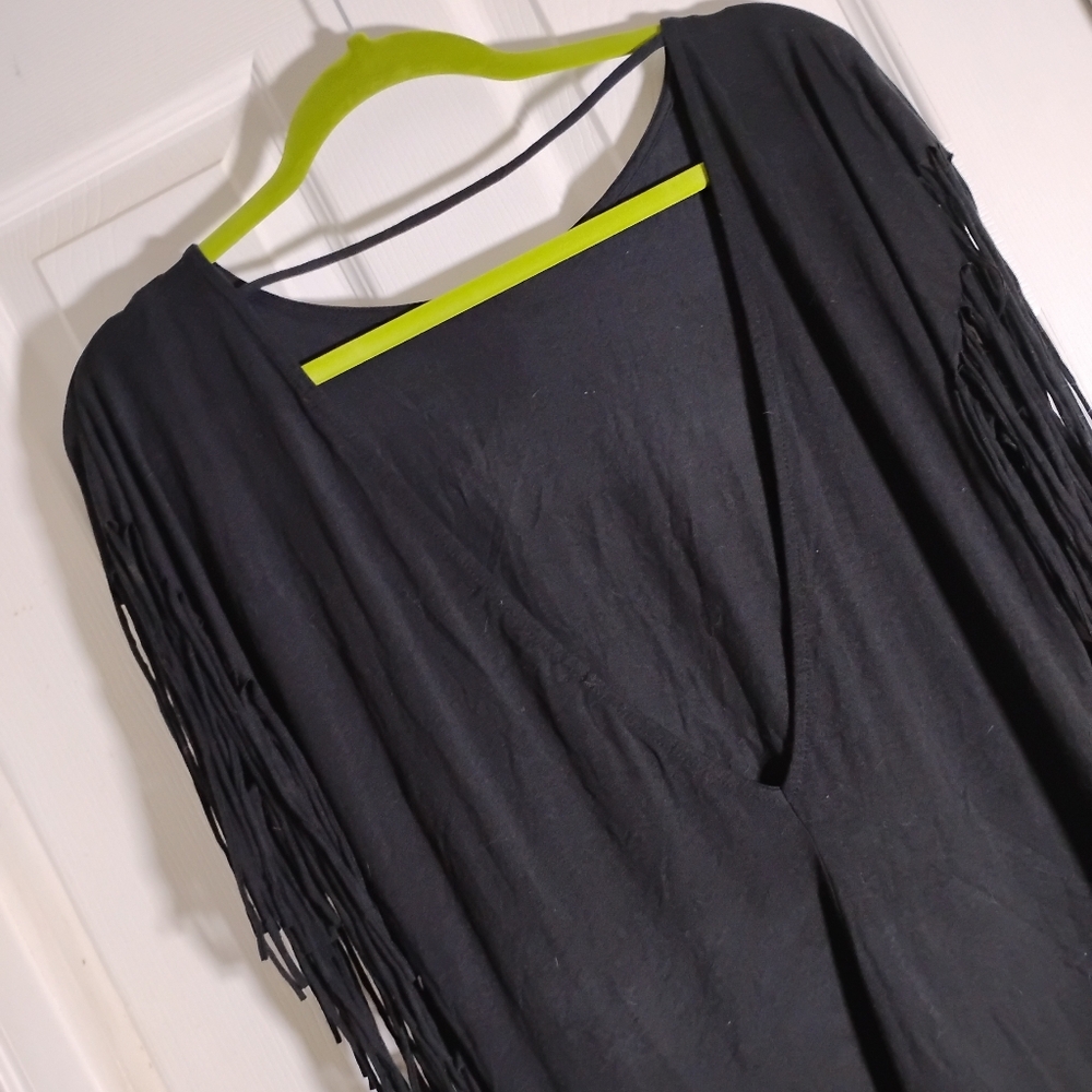 Fringed Knit Tunic Black Lulu's